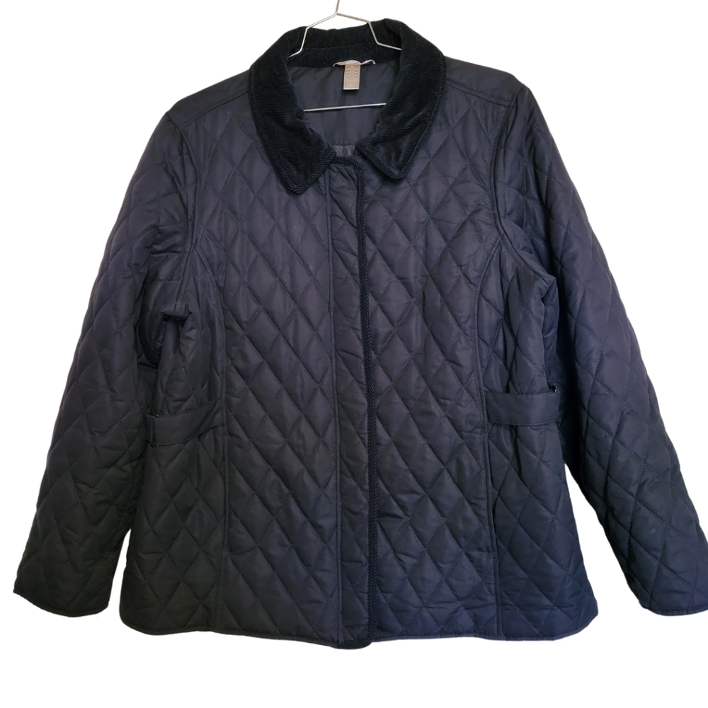 White Stag Black Quilted Corduroy Jacket Plus Size 2X